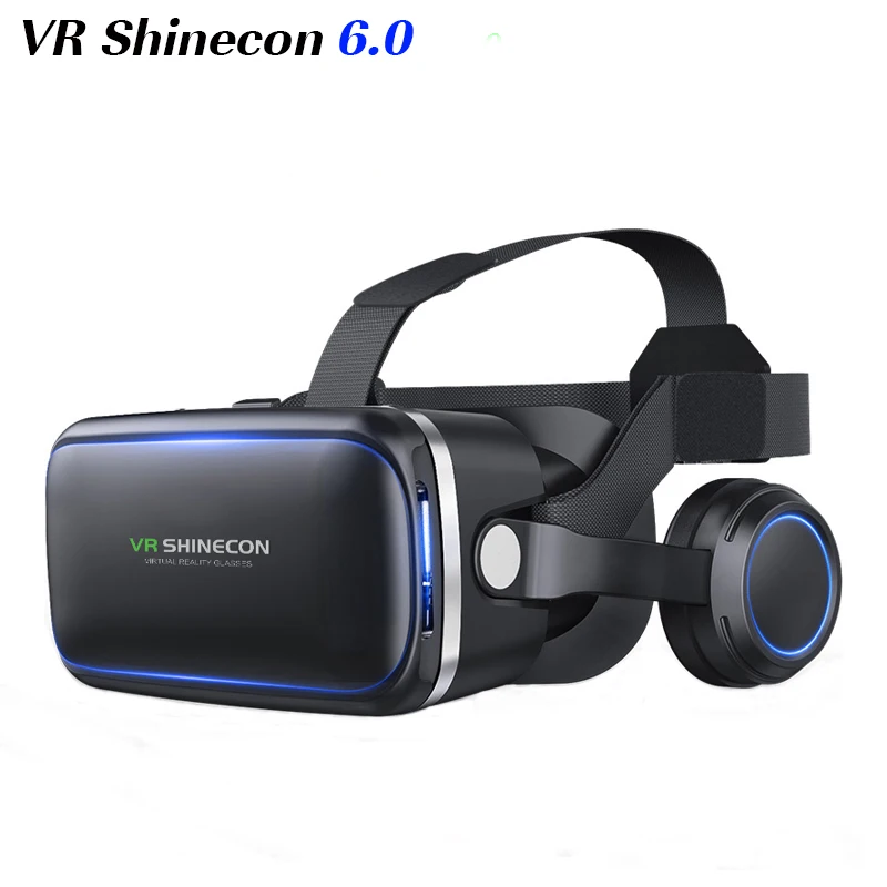 

VR Shinecon 6.0 3D glasses Virtual Reality goggles google Cardboard VR BOX 2.0 VR headset with headphones gampad For smartphone