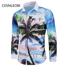 Мужская гавайская рубашка мужские повседневные пляжные рубашки с принтом брендовая одежда с длинными рукавами C63