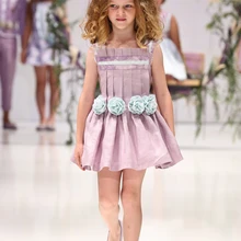 Новинка; плиссированное платье для девочек; светильник фиолетового цвета с объемным цветком; платья для девочек на свадьбу; вечерние Детские свадебные платья; vestidos