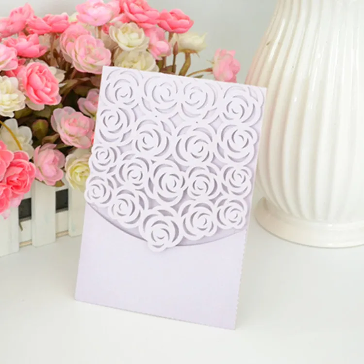 Light Purple Floral Laser Cut Wedding Invitations Cards & Invitations