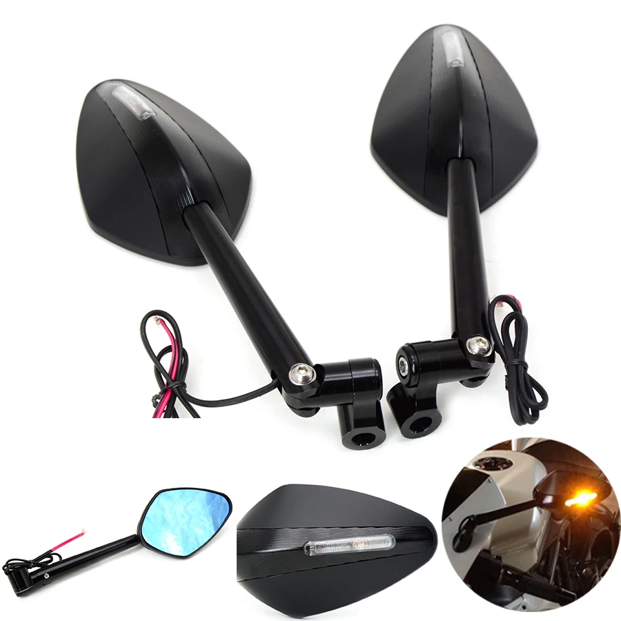 

for Motorcycle Integrated Turn Signal Mirrors Side Rearview Mirror Front Back LED Universal For Yamaha FZ6 FAZER FZ6R FZ8 FZ1 FA