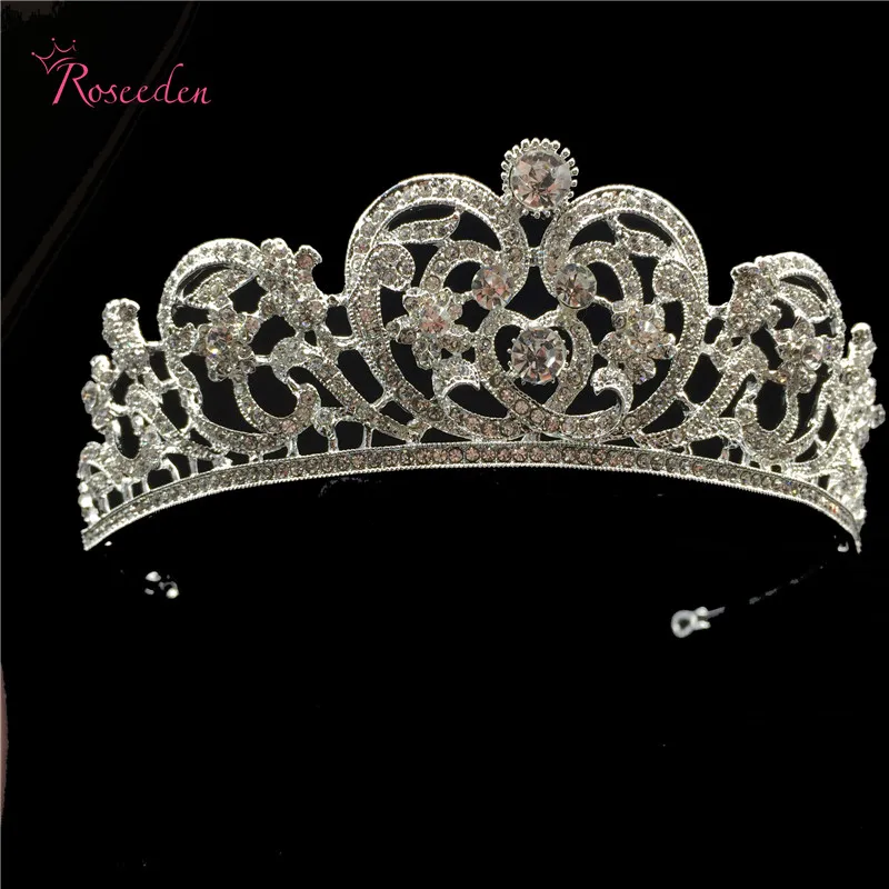 Великолепная свадебная диадема с кристаллами в европейском стиле, стразы, маскарадная Корона Miss Universe, свадебные аксессуары для волос RE3124