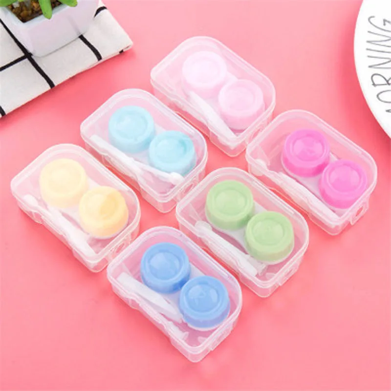 

2019 Hot Sale Cute Candy Colored Contact Lens Case With Mirror Women Companion Box Eyes Cartoon Portable Lovely Travel Kit Box