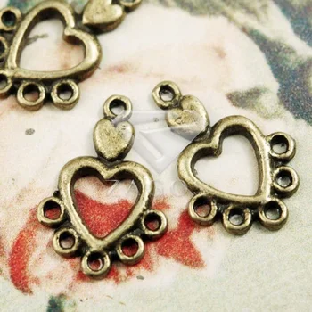 

100Pcs Antitue Brass 19x12x1.5mm Heart Links Zinc Alloy Jewellry Making Findings Wholesale TS0173-4