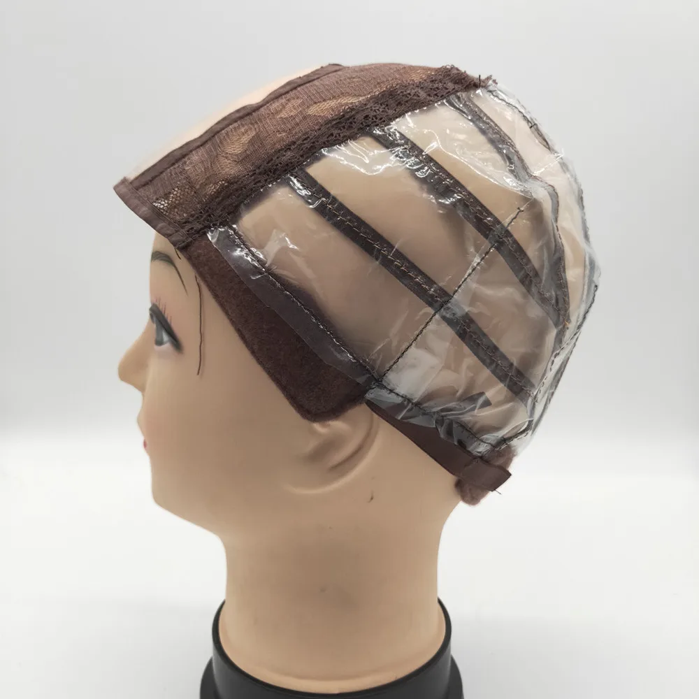 

Wig cap for making wigs with adjustable strap on the back mono parting wig caps