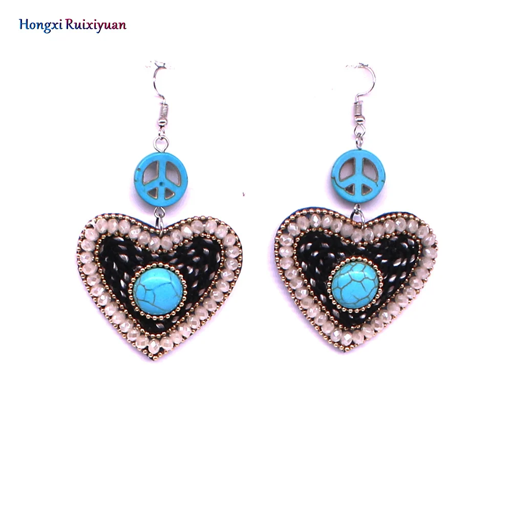

Onlyee Best selling earrings fashion heart-shaped leather earrings Hand-designed colorful ladies earrings Statement earrings