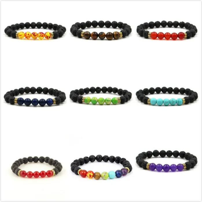 

1Pcs Fashion Volcano Lava Balance Bead Reiki Natural Stone Cuff Bracelets For Men Or Women Bracelet Jewelry