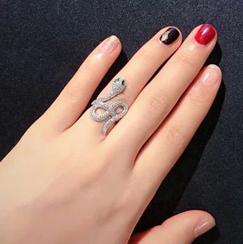 

High Quality Brand Jewelry Gold and Silver Snake Rings Exquisite Micro Pave Zircon Crystals Trendy Adjustable Ring for Women
