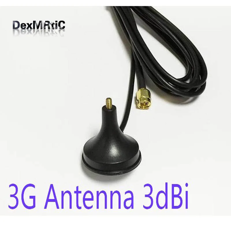 Антенна 3G 3dBi 850 2100 МГц SMA male с кабелем RG174 3 м размер кабеля 290 мм модемная антенна