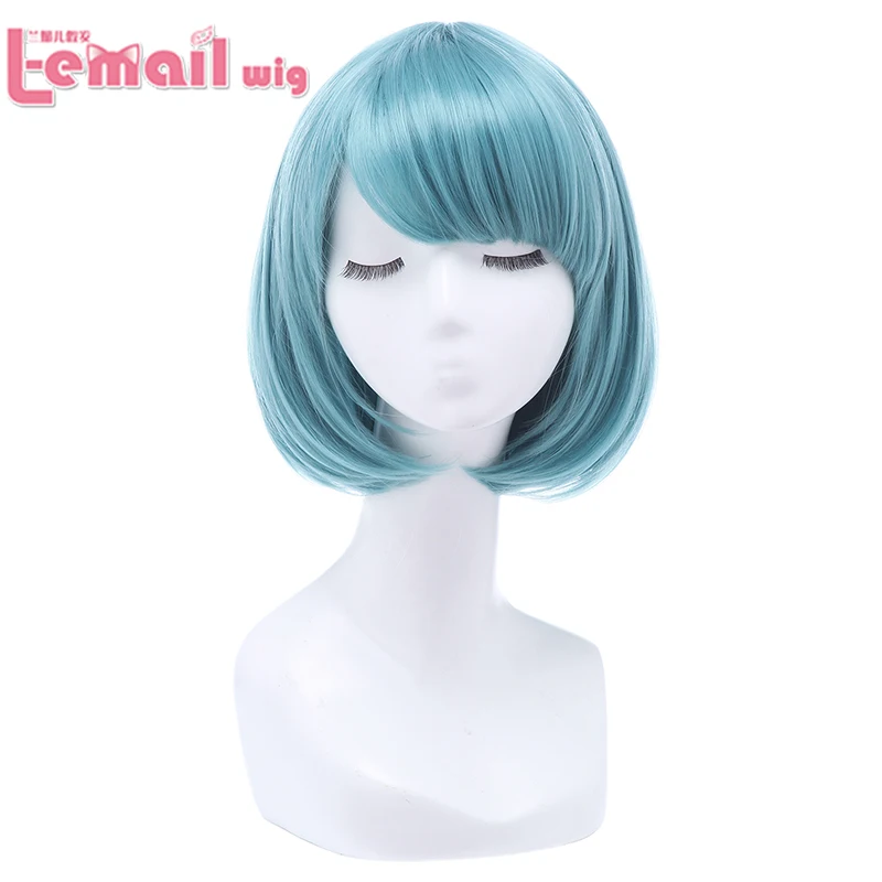 

Short BOBO Wigs 12inch Light Blue Straight Synthetic Cosply Party Wigs Five Colors Fashion Hair Style Anime Hair