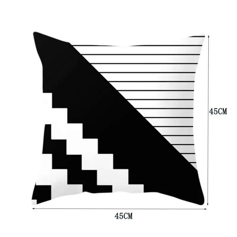 1 шт., скандинавский черно-белый геометрический Стильный чехол для подушки s, бархатный чехол для подушки с рисунком из персиковой кожи, полосатый геометрический чехол для подушки