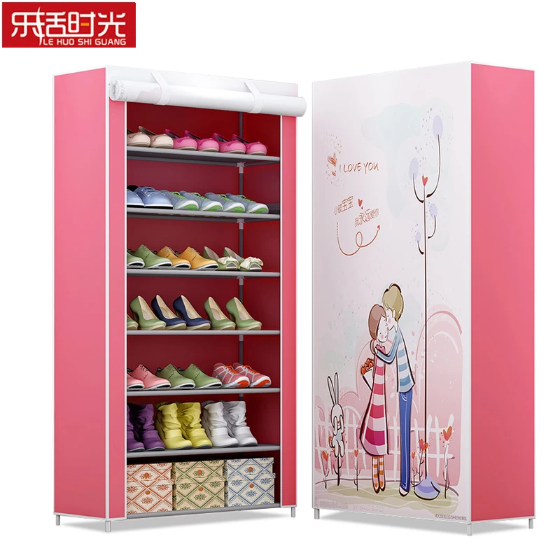 8 Tiers Creative Modern Shoe Closet Assembled Nonwoven Close Door Furniture Boxes Shoes Storage Hallway Standing Organizer Shelf