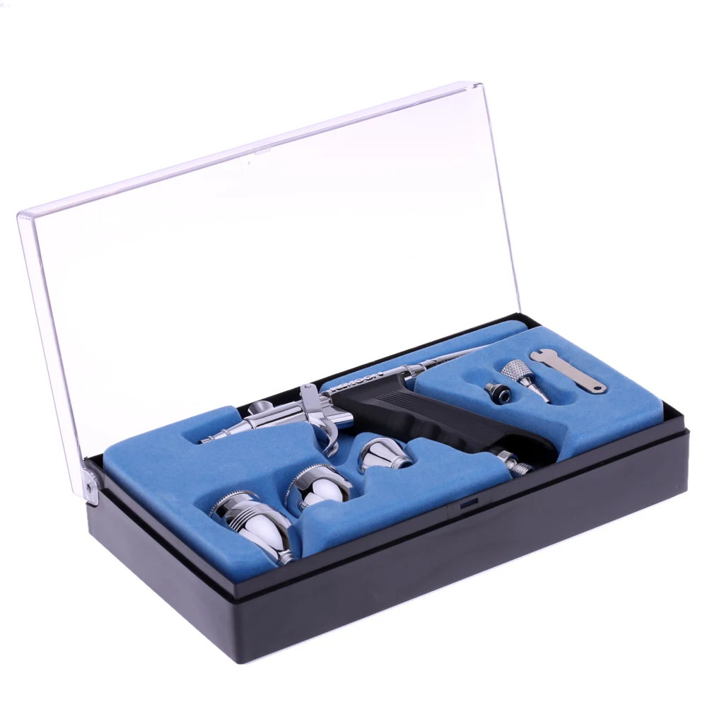 

KKmoon Airbrush Set Double Action spray gun sandblaster Pistol Trigger with 3 Cups for Art Painting Tattoo Manicure Spray Model