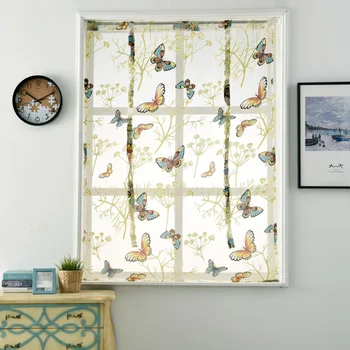 

Kitchen Short Sheer Curtains Burnout Roman Blinds Butterfly Sheer Panel Tulle Window Treatment Door Curtains Home Decor