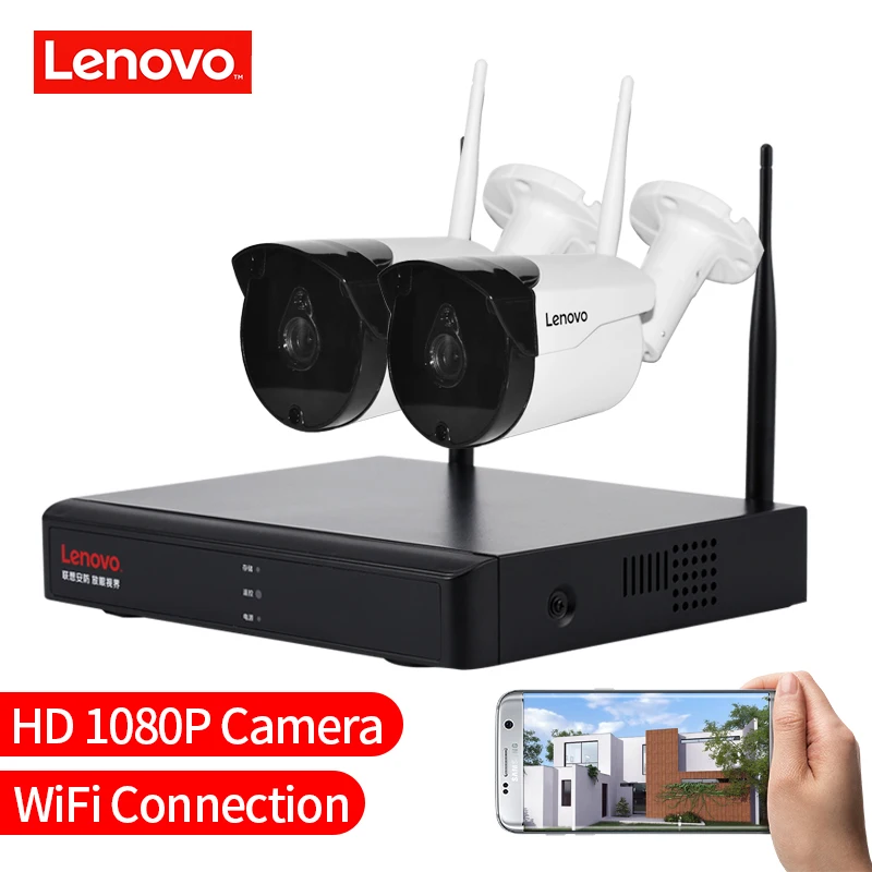 LENOVO 2CH массив HD домашняя wifi беспроводная камера безопасности Система DVR комплект