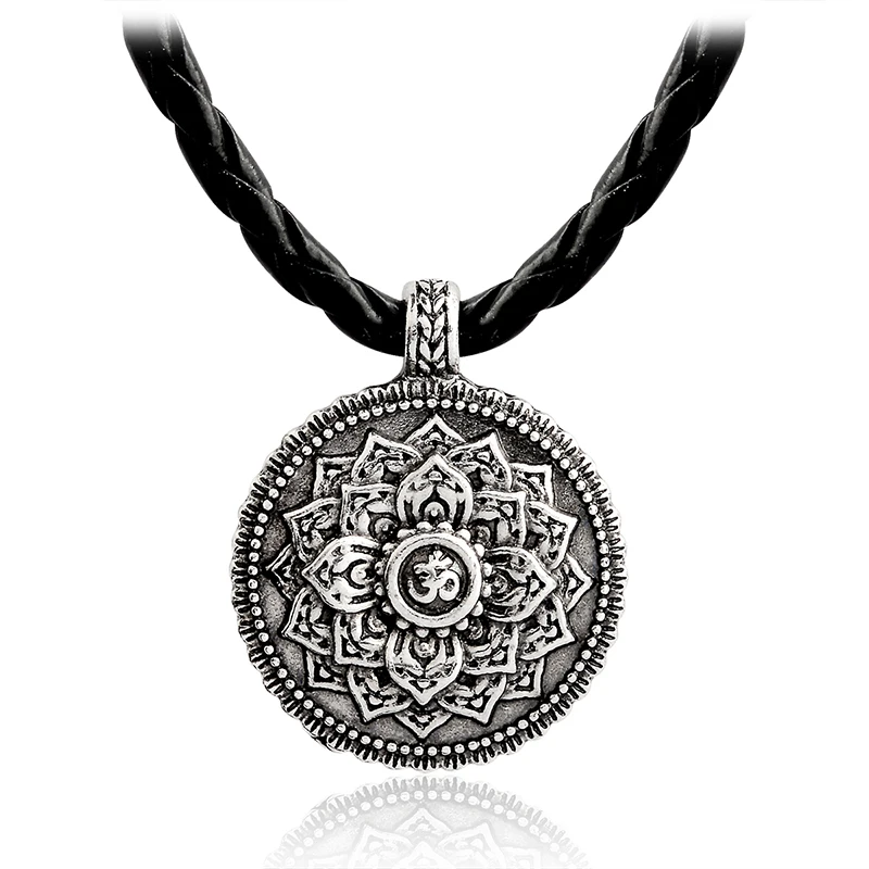 

Flower of Life Necklace Yoga Chakra Mandala Pendant Necklace Ancient silver Zen Buddha Buddhism Amulet Religious Jewelry Gift