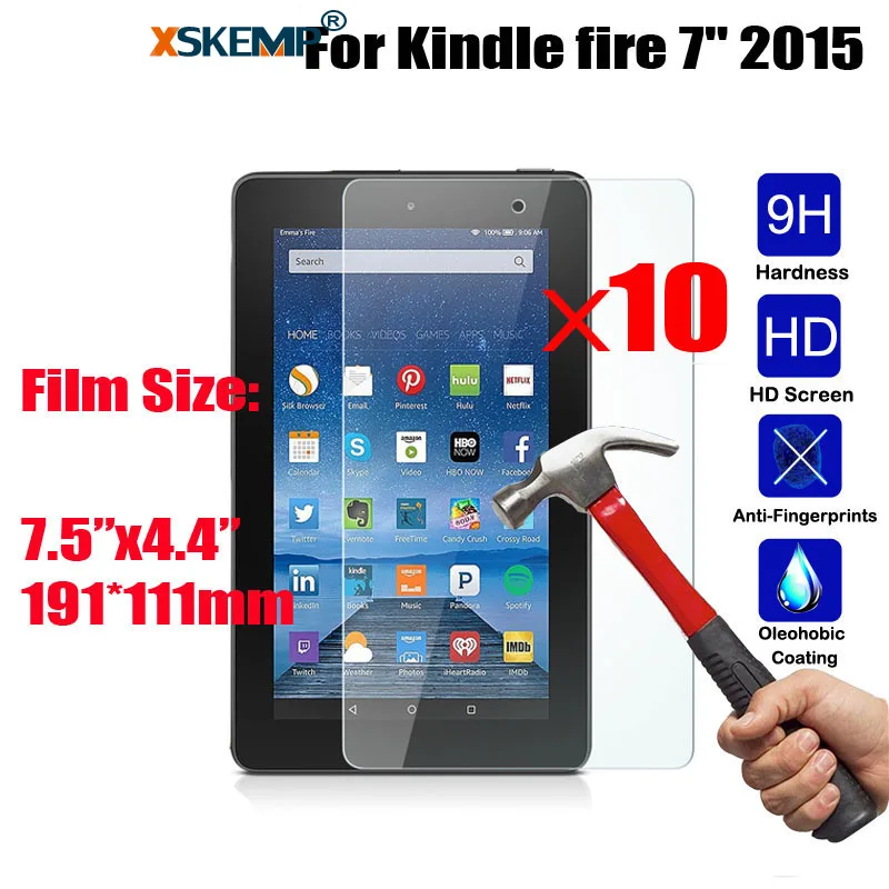 XSKEMP 10Pcs/Lot For Kindle fire 7" 2015 0.3mm Tablet Tempered Glass