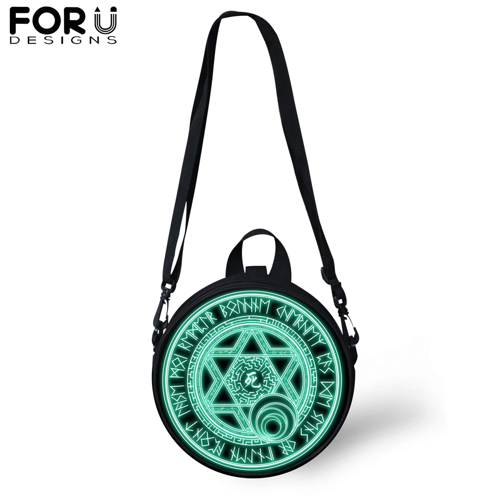 

FORUDESIGNS Unique Magic Circle Shoulder Bag for Women Kid Custom Image Round Messenger Bag Teenager Girl Boy Crossbody Rucksack