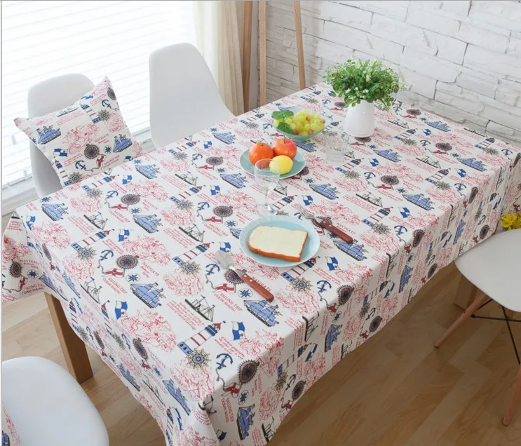 

2016 New Blue red sea sailor Table Cloth Bohemian Anchor boat design Tablecloth Decoratiioni Table Cloth Linen Table Cover B142