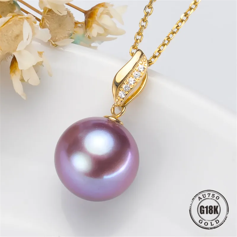 

DIY Pendant Jewelry Findings Blank Pendants Bracket AU750 G18K Yellow Gold Simple Bracket Natural Pearl Cap Accessories