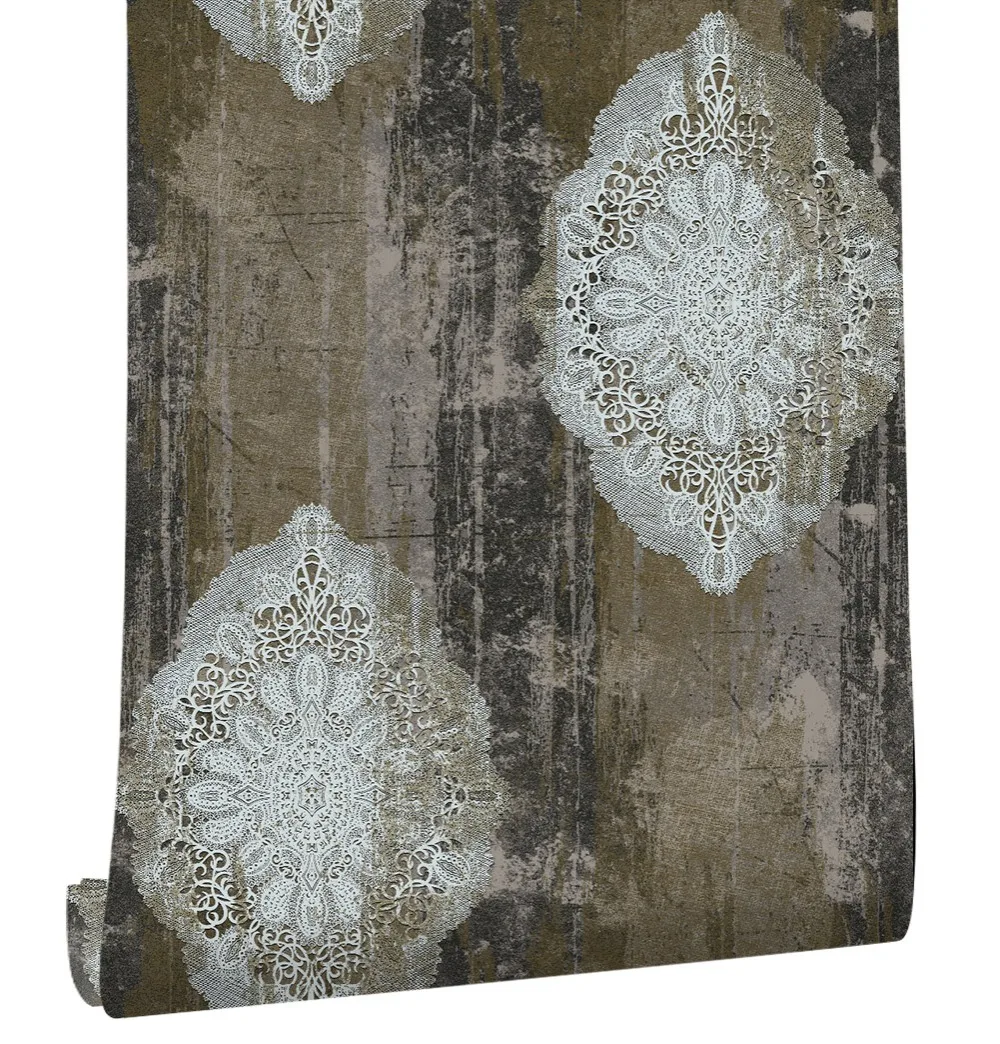 HaokHome Luxury European Style Distressed flower Vinyl wallpaper 3d Retro Textured living room bedroom Home Wall Decor HaokHome Luxury European Style Distressed flower Vinyl wallpaper 3d Retro Textured living room bedroom Home Wall Decor