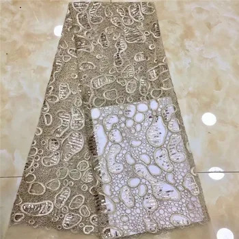 

New 2019 French Sequins Laces African Lace Fabric Gold White Nigerian Beautiful French Tulle Lace Fabric With Sequense For Dress