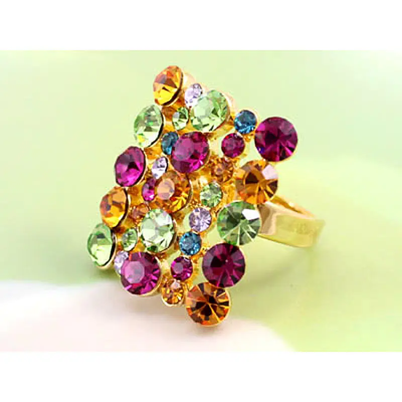 Разноцветное кольцо с австрийским кристаллом CSR075|austrian crystal|ring crystalring queen |