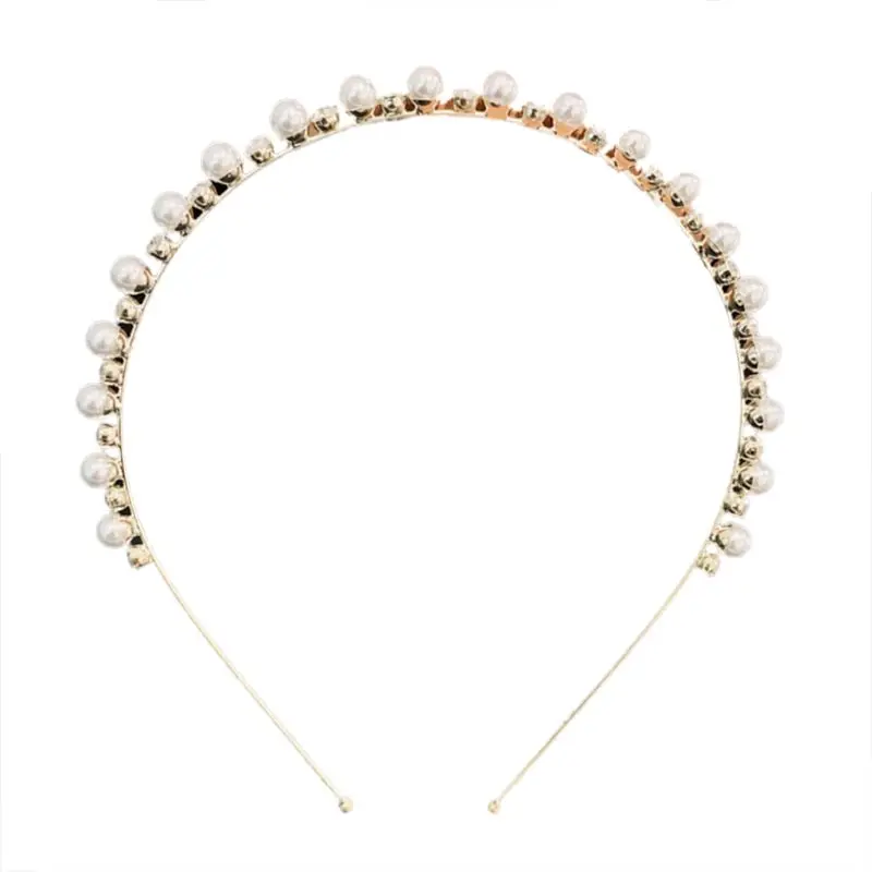 

Ladies Luxury Jewelry Metal Alloy Headband Imitation Pearl Rhinestone Beaded Thin Hair Hoop Fantastic Banquet Wedding Headwear