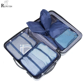 

RUPUTIN 7Pcs/set Travel Organizer Suitcase Storage Bags Home Wardrobe Sorting Bag Clothes Shoe Tidy Pouch Luggage Packing Cubes