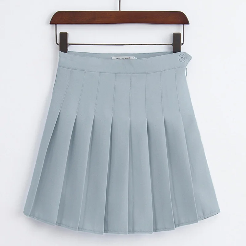 Женская летняя розовая клетчатая мини-юбка, плиссированная юбка с высокой талией для женщин, спортивная тренировочная юбка с внутренней юбкой для тенниса - Цвет: gray