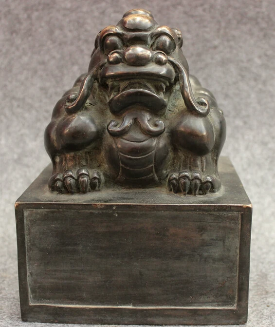 

S3770 Chinese Purple Bronze Dynasty Palace Imperial Dragon Unicorn Statue Seal Stamp D0318