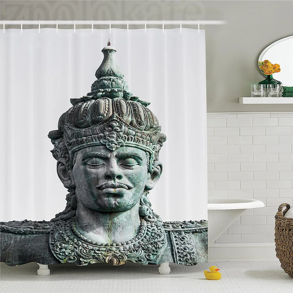 

Balinese Wisnu GWK Cultural Park Bali Indonesia Ancient Architecture Statue Carving Symbol Polyester Bathroom Shower Curtain Set