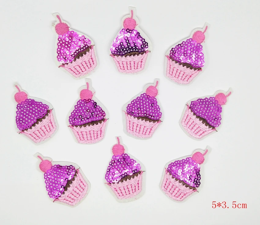 10 cute sequin cakes iron embroidered patch applique iron sew on Diy