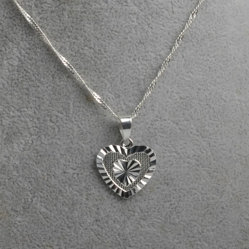 Anniyo/сердце кулон и ожерелья романтические ювелирные изделия серебряный цвет для женщин, свадебный подарок, подарки подруги жены# 006110B