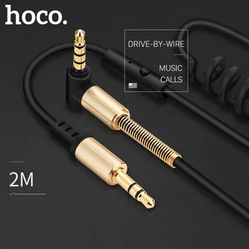 

HOCO 3.5mm Audio AUX Cable 2m 90 Degree Spring 3.5 mm Jack to Jack Audio Cable for Car Speaker Headphone Phone With Mic Aux Wire