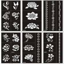 10 шт./лот Женская тату трафареты шаблон, аэрограф трафареты для блестящих татуировок цветок Сердце браслет с бабочкой маленькая милая краска