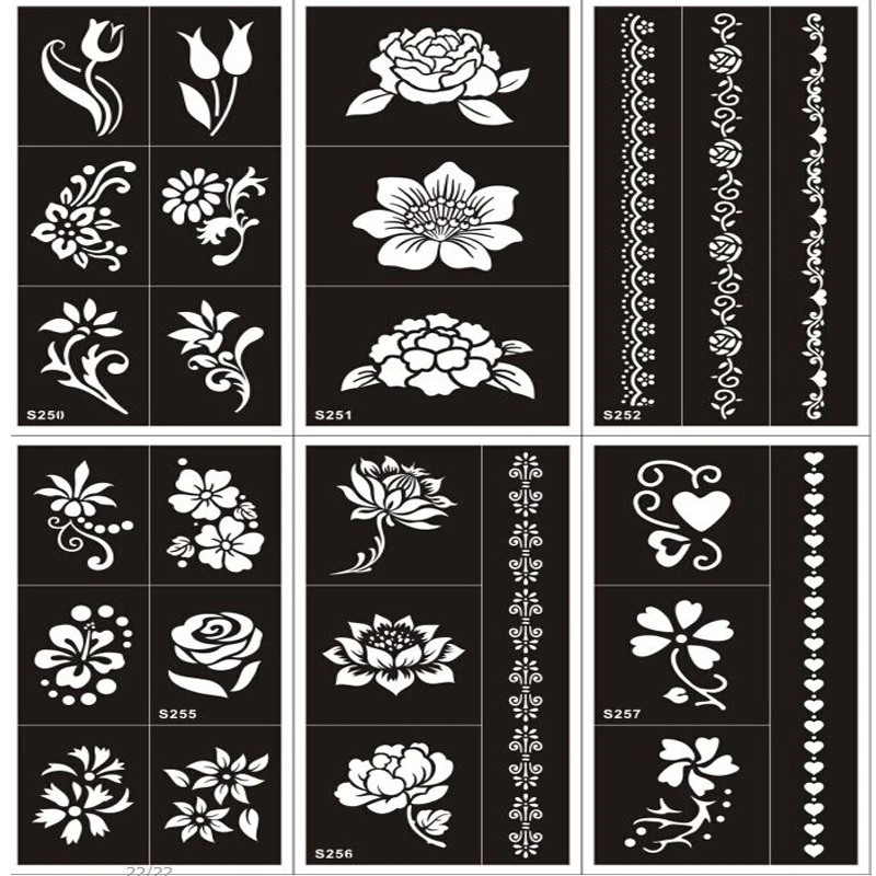 10pcs Lot Woman Female Tattoo Stencils Template Airbrush Glitter Tattoo Stencil Flower Heart Butterfly Bracelet Small Cute Paint Stencil Kit Templates Backgroundstemplate Package Aliexpress