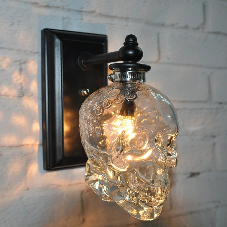 Europe Style Wall Lamp Living Room Bedroom Glass Wall Light Creative Bougeoir Mural Skull Wall Sconce