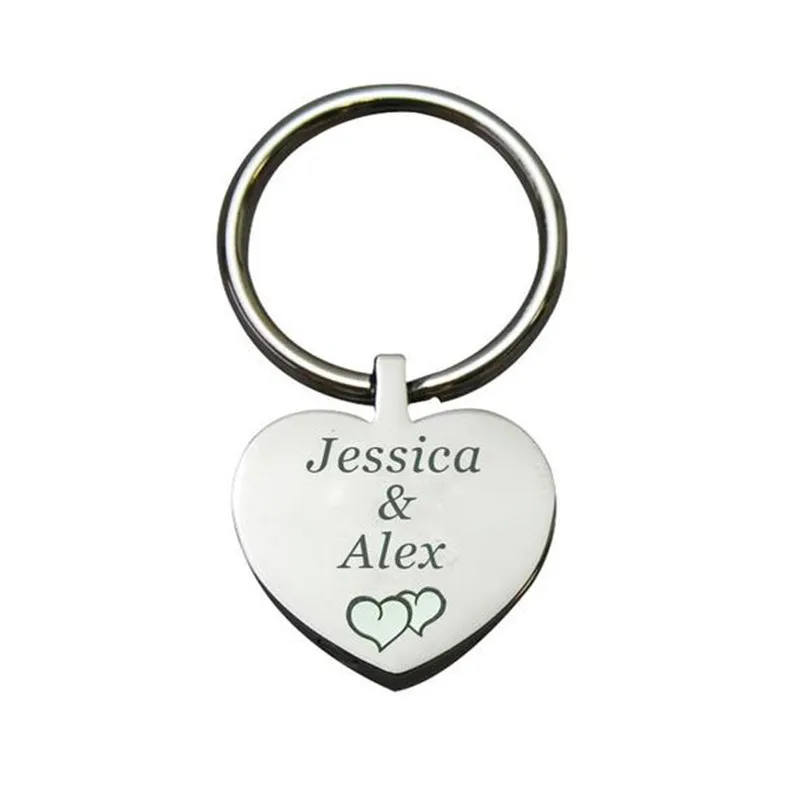 

Custom Key chain Love Heart Shape Engraved Name KeyChain Boyfriend's Gift Stainless Steel Keychains Car Key ring Charm Jewelry