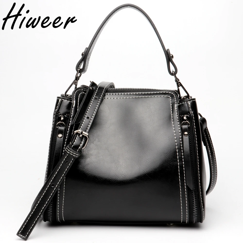 

New Korean version of the style oil wax fashion wild shoulder bag casual diagonal cross ladies leather bag High Quality Handbag