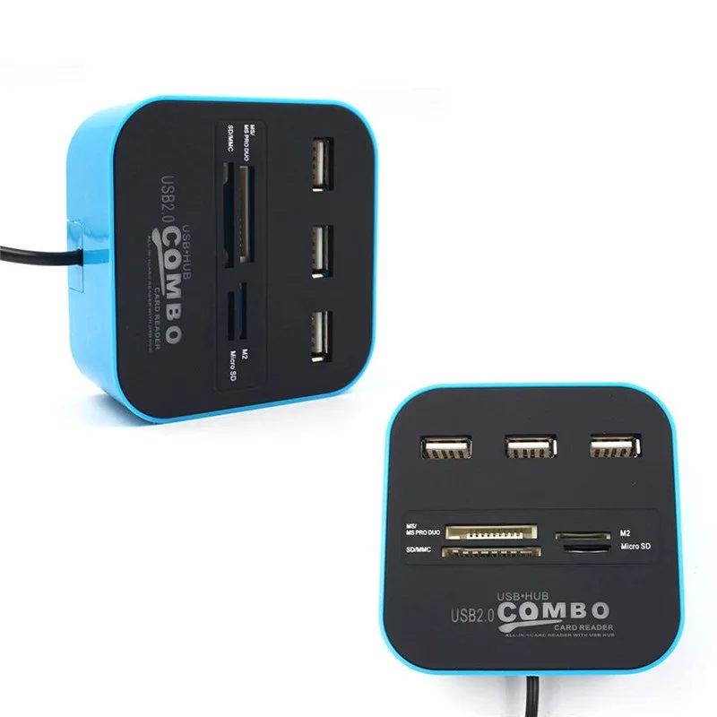 Микро USB концентратор 2,0 3 порта+ TF SD слот кардридера высокоскоростной USB адаптер все в одном USB сплиттер для ноутбука настольного использования 50 комплектов