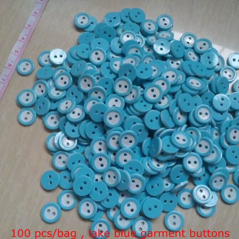 11 Mm Candy Color Round Button 2 Holes Lake Blue Garment Buttons