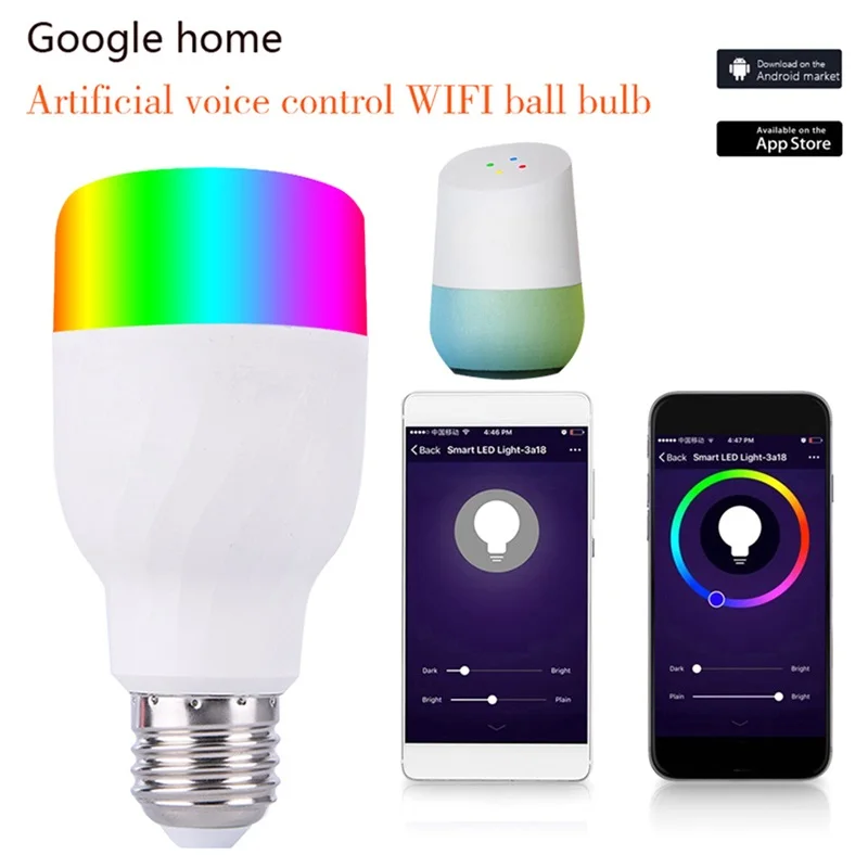 12 W Смарт-лампы в виде E22/E26/E27 RGB Цвет-изменение светодиодное освещение Wi-Fi лампы для Alexa Echo дистанционного Управление/ИК-пульт дистанционного управления Управление