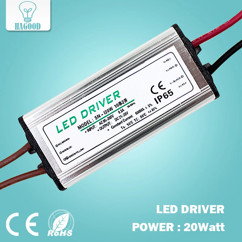 

10pcs 20W 10Series2 Parallel Waterproof LED Driver Power Supply Adapter Current 570-600mA Output DC21-38V Lighting Transformer