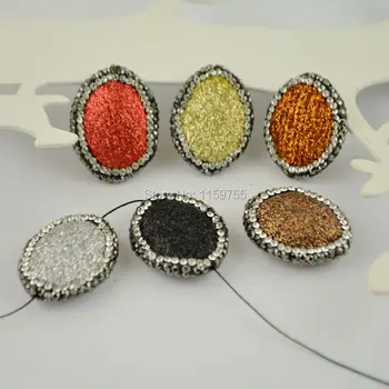 

Wholesale 10Pcs Spray Painted Beads, Mix Color, Crystal Rhinestone Oval Spacer Connector Beads, Jewelry Making