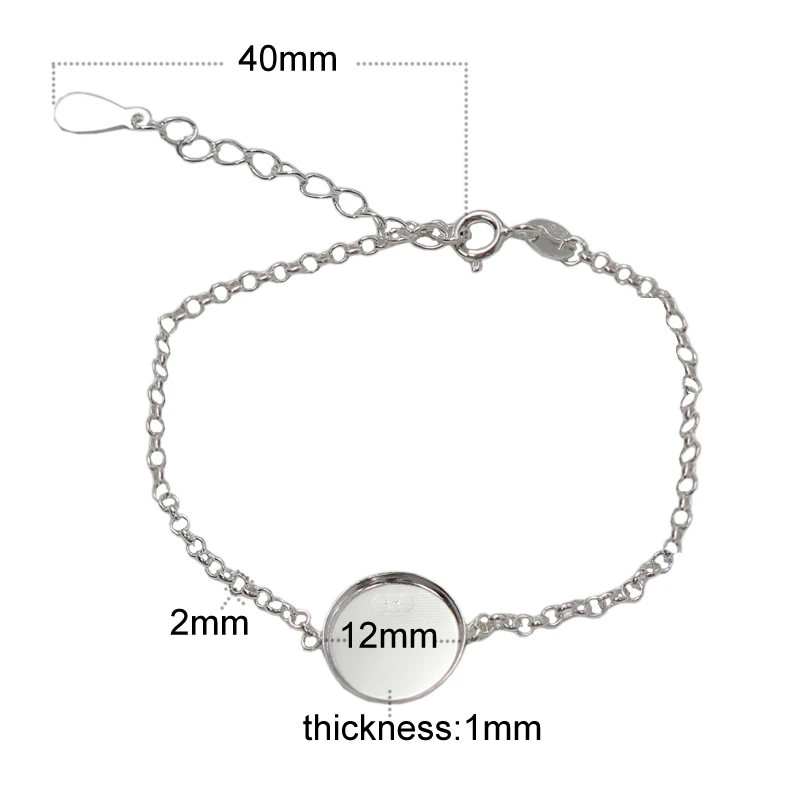 Beadsnice Sterling Silver 12mm Bezel Cup Bracelet Base Setting Blank 39519 | Украшения и аксессуары