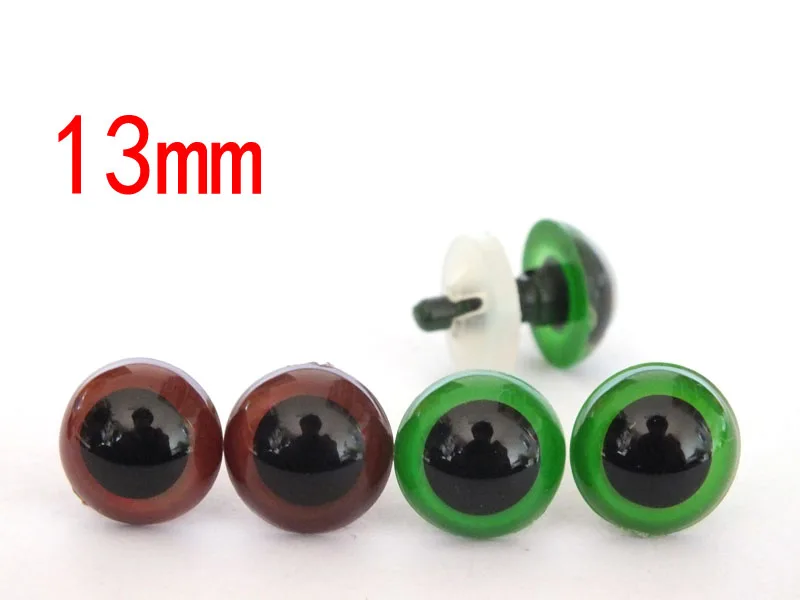 13mm Safety Round Eyes Plastic Doll Eyes--brown and green-20pairs