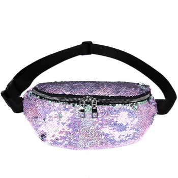 

12PCS / LOT Fashion Sequin Waist Pack for Women Chest Bags Glitter Waist Belt Bag For Teenager Girls Fanny Pack