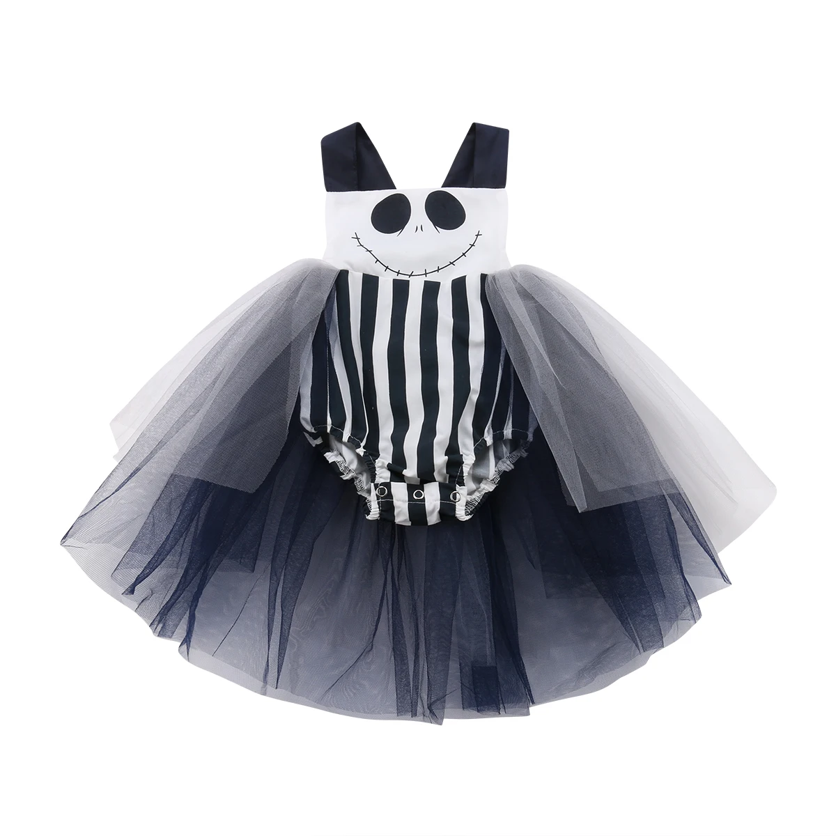 

Pudcoco Halloween Infant Toddler Baby Girls Tulle Dress Cartoon Face Black Ball Gown Party Festival Dress