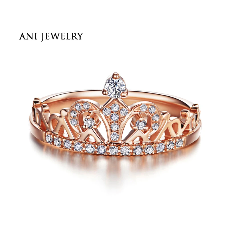 ANI 18 К белый/желтый/розовое золото(AU750) Женское Обручальное кольцо 0,2 карат I-J/SI сертифицированное натуральным бриллиантом модное обручальное кольцо с короной